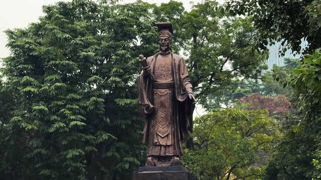 Bronze Statue of Emperor Ly Thai To at Ly Thai To Park Hoan Kiem Lake. Established Hanoi as the capital