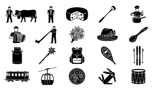 Traditional Swiss Lifestyle and Alpine Heritage Icons