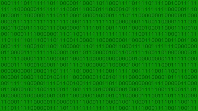 Binary Code Screen with Green Digital Data Pattern in Classic Matrix Style on Dark Background Showing Abstract Computing Interface Design