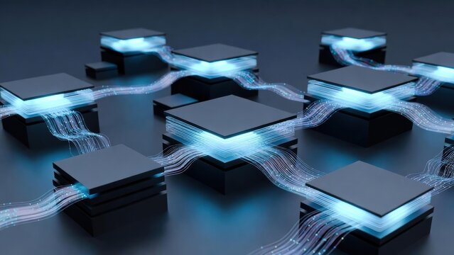 Technology connections with glowing circuits and computer chips illustrating digital communication in modern computing environments
