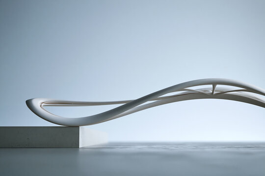 Elegant Wavy Architectural Bridge Model Minimalist Studio Display