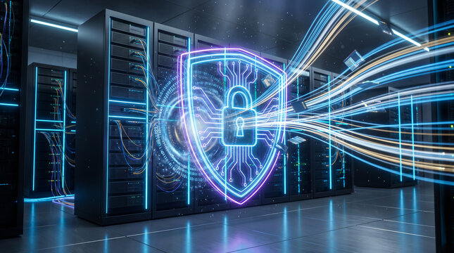 Cybersecurity Shield Protecting Digital Network