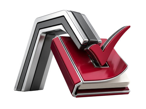 Premium red checklist folder icon with checkmark task completion document folder verified status approval sign business process office supplies data management on transparent background