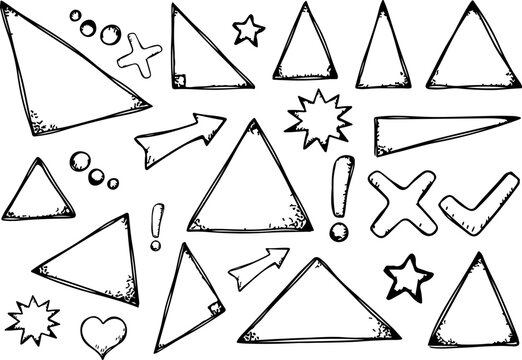 Triangle Shapes Collection Hand Drawn Line Art Icon Set