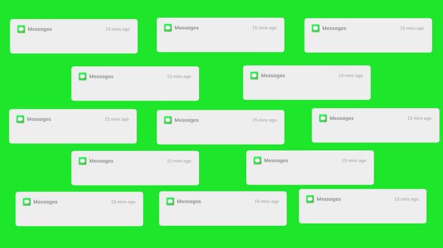 Social Media Notification Popups Animation on Chroma Key Green Screen, Speech Bubble Pop Animation on Green Screen | Empty Chat Box Overlay, New Message Notification Pop-Up Animation on Green Screen 