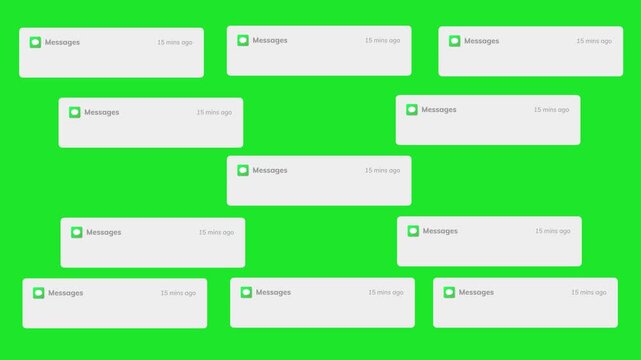 Social Media Notification Popups Animation on Chroma Key Green Screen, Speech Bubble Pop Animation on Green Screen | Empty Chat Box Overlay, New Message Notification Pop-Up Animation on Green Screen 