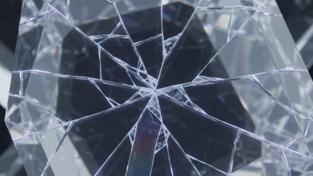abstract transparent crystal glass cracking and shattering animation background