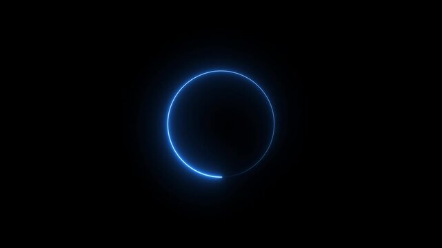 neon circle frame overlay 4k, glowing neon circular border pulsing animation, live streaming neon sign circle effect. alpha channel seamless loop animation
