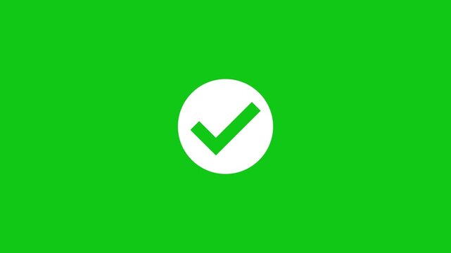 Check mark on transparent background with alpha channel. approved tick mark icon, Check mark icon animation, right mark icon. Tick mark icon animation. Check mark animation with circle alpha channel