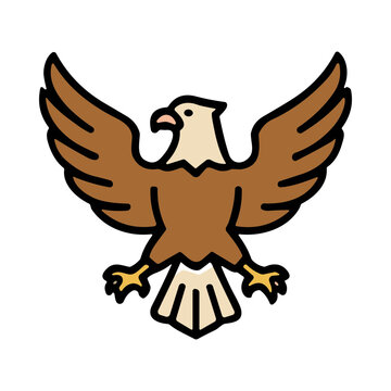 Pixel Art Eagle Spread Wings Wide In Full Flight Against A White Background