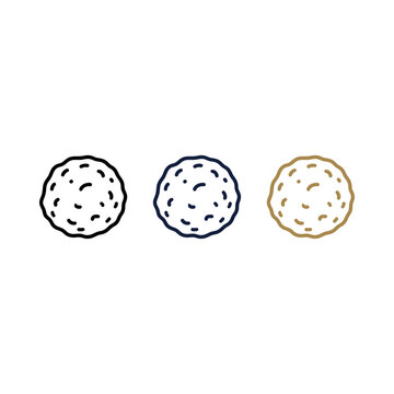 Set of three round meatball icons in different outline styles.
