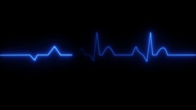 ECG monitor beating heart with a neon electrocardiogram overlay, featuring dynamic HUD elements and a black background