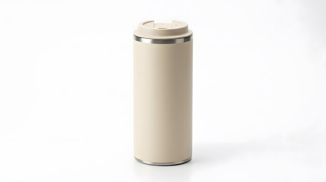 Modern pink travel mug with lid, isolated on a clean white background, perfect for branding or showcasing product design