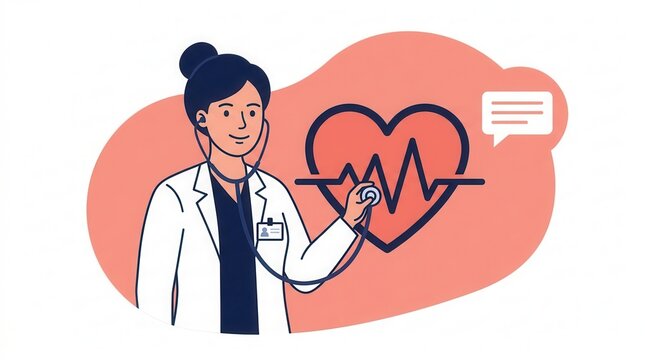 Modern flat concept of heart health for web banner design.