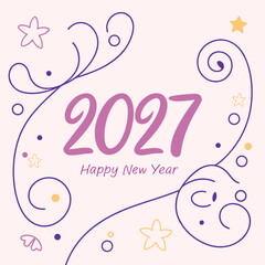 Obraz premium Pink Pastel Happy New Year 2027 Modern Greeting Background