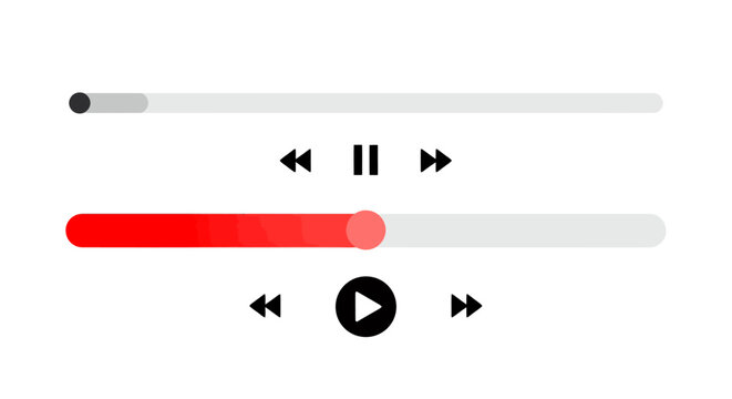 Abstract UI media player with progress bars and play button.