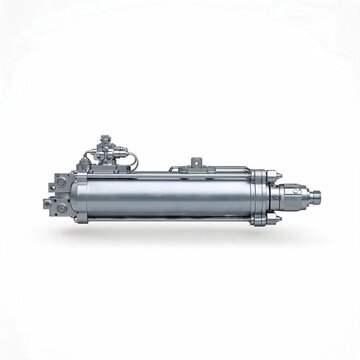 Aerospace Hydraulic Actuator for Aircraft Control Systems Isolated on White
