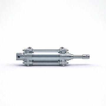 Aerospace Hydraulic Actuator for Aircraft Control Systems Isolated on White
