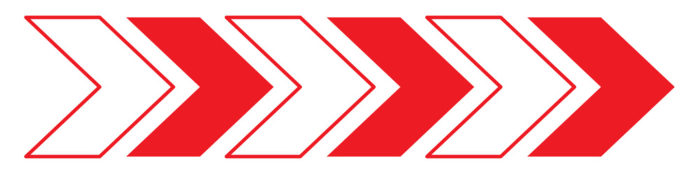 Red Arrow Chevron Direction Pattern Strip Vector Illustration on White Background