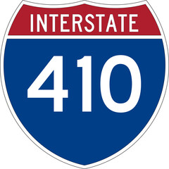 Interstate 410 I-410 Highway Road Sign Badge Isolated on Transparent Background © Sandy Kitten