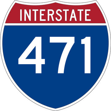 Interstate 471 I-471 Highway Road Sign Badge Isolated on Transparent Background