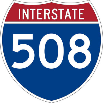 Interstate 508 I-508 Highway Road Sign Badge Isolated on Transparent Background