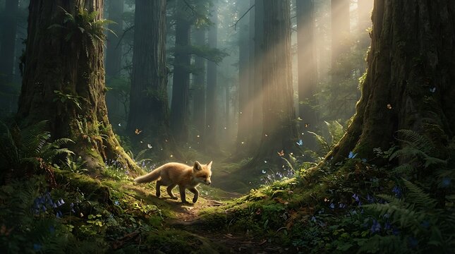 A rare little fox life in the hidden forest