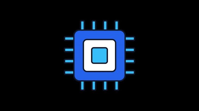 Animated Computer Processor Microchip Vector Icon
