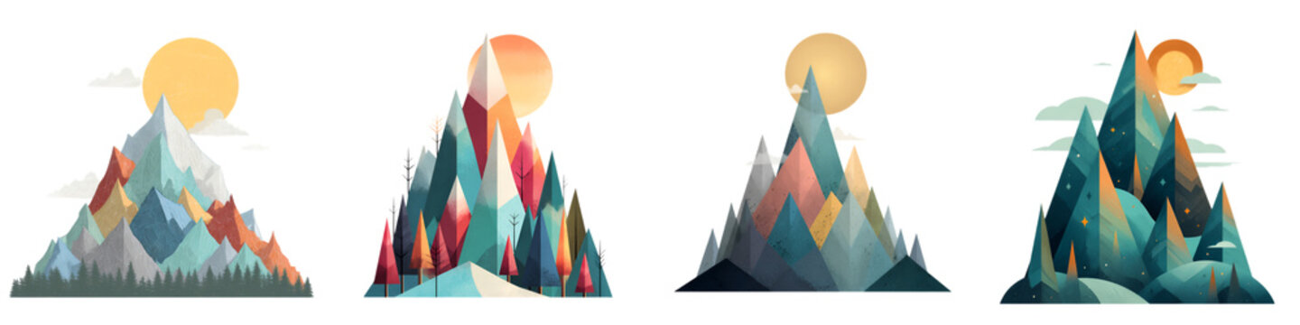 Abstract Mountain Landscape Collection - Geometric Style