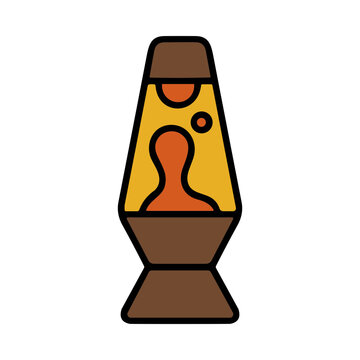 Retro Lava Lamp with Orange and Yellow Liquid Motion in a Brown Base