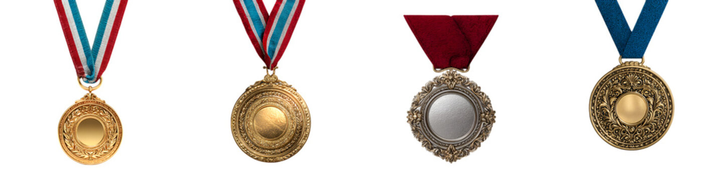 Gold, Silver and Bronze Medals: Award Ribbons Isolated on White