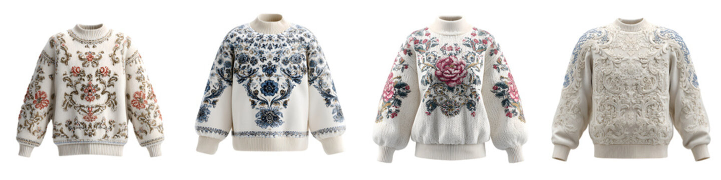 Floral Embroidered Sweater Collection - Cozy Knitwear Fashion