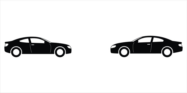 Two black silhouette sports cars parked side-by-side on a white background, depicting modern automotive