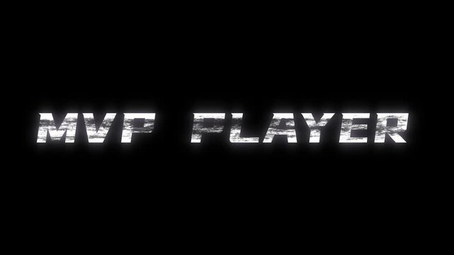 Mvp player glowing white text animation featuring bold digital typography for intense competitive esports game video footage