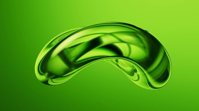 Green infinity loop abstract background with glossy fluid shape
