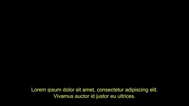 Minimalist dark backdrop showing centered placeholder text positioned cleanly near the bottom edge against a solid black surface creating a simple digital video lower third.