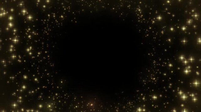 Motivational quote text overlay featuring golden shimmering particles against dark background with video displays motivational