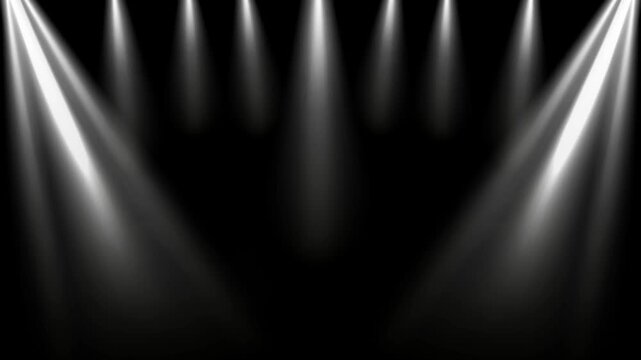 Motivational quote animation with bright stage lights with appearing over background white spotlights shining