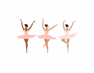 Obraz premium Ballet Logo Images. Three Ballerinas logo design image isolated on white background.