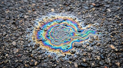 Obraz premium Colorful Oil Spill on Asphalt Road Surface