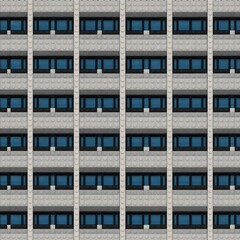 Fototapeta premium Modern building facade made of plastic toy bricks pattern, architectural design background.