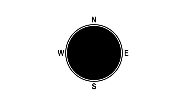 Cyan Compass Rose Graphic with Sector Highlighted on white Background navigation direction 4k