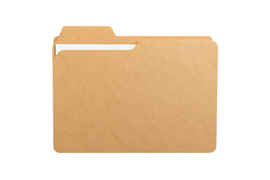 Open kraft paper file folder with tab