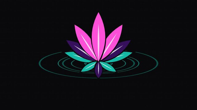 Animated lotus flower logo reveal with glowing text shine bright