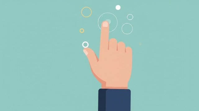Flat Vector Illustration Showing a Single Hand Pointing Upward on a Blue Background