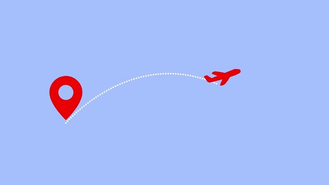 Plane flying on the world map leaving the trail. Route and two points on the map. World map of airline airplane flight path. Travel around the world plane route
