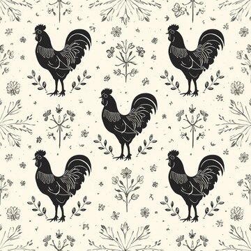 seamless pattern with chickens