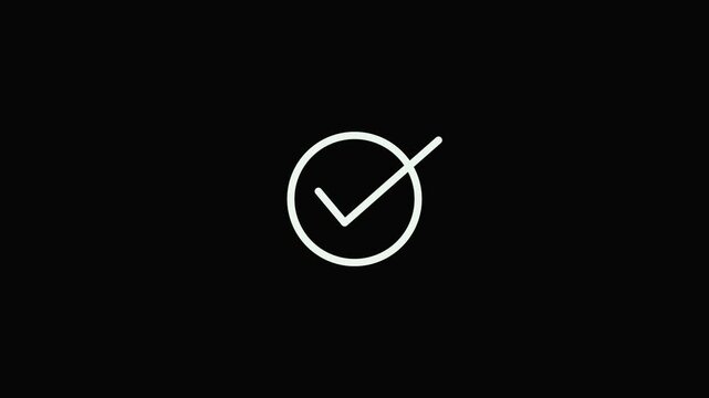Faint white checkmark within a white circle on black