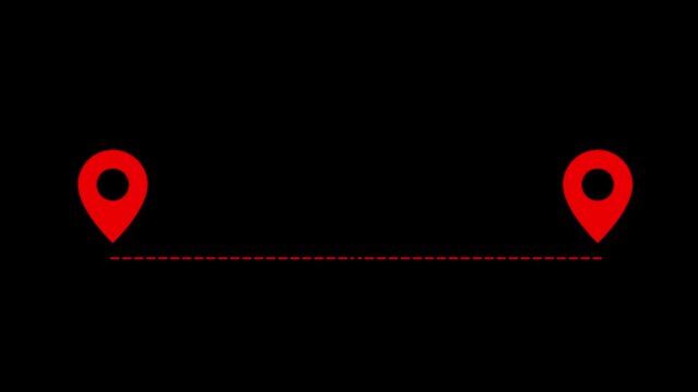 Measuring distance length dotted line animation, Tourism and travel concept animation location mark point. Social Distancing.