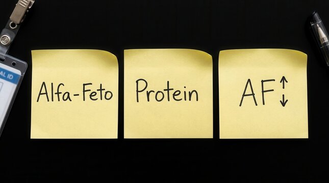 Medical Notes Alfa Feto Protein And Af Levels On Yellow Sticky Notes